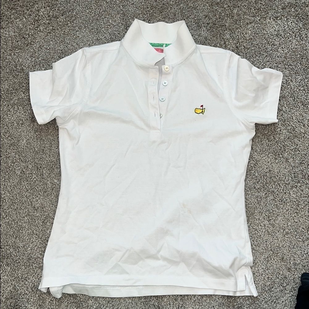 Magnolia Lane White Polo Shirt with Traditional Collar and Embroidered Logo